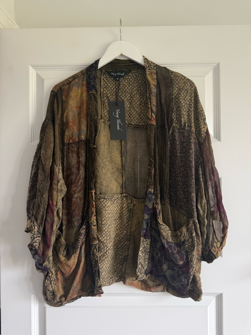 Young Threads Boho Patchwork Rustic Dreamer Kimono NWT